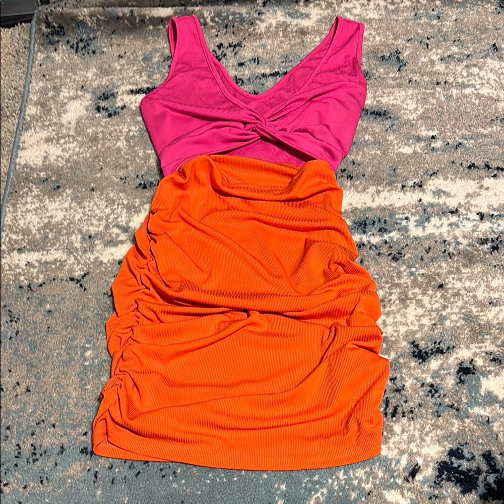 SHEIN Pink Ruched Bodycon Mini Dress
